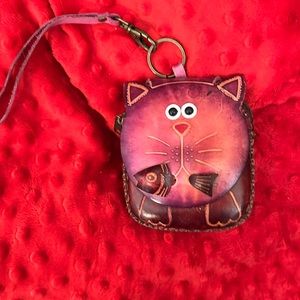 Leather”Kitty” wristlet